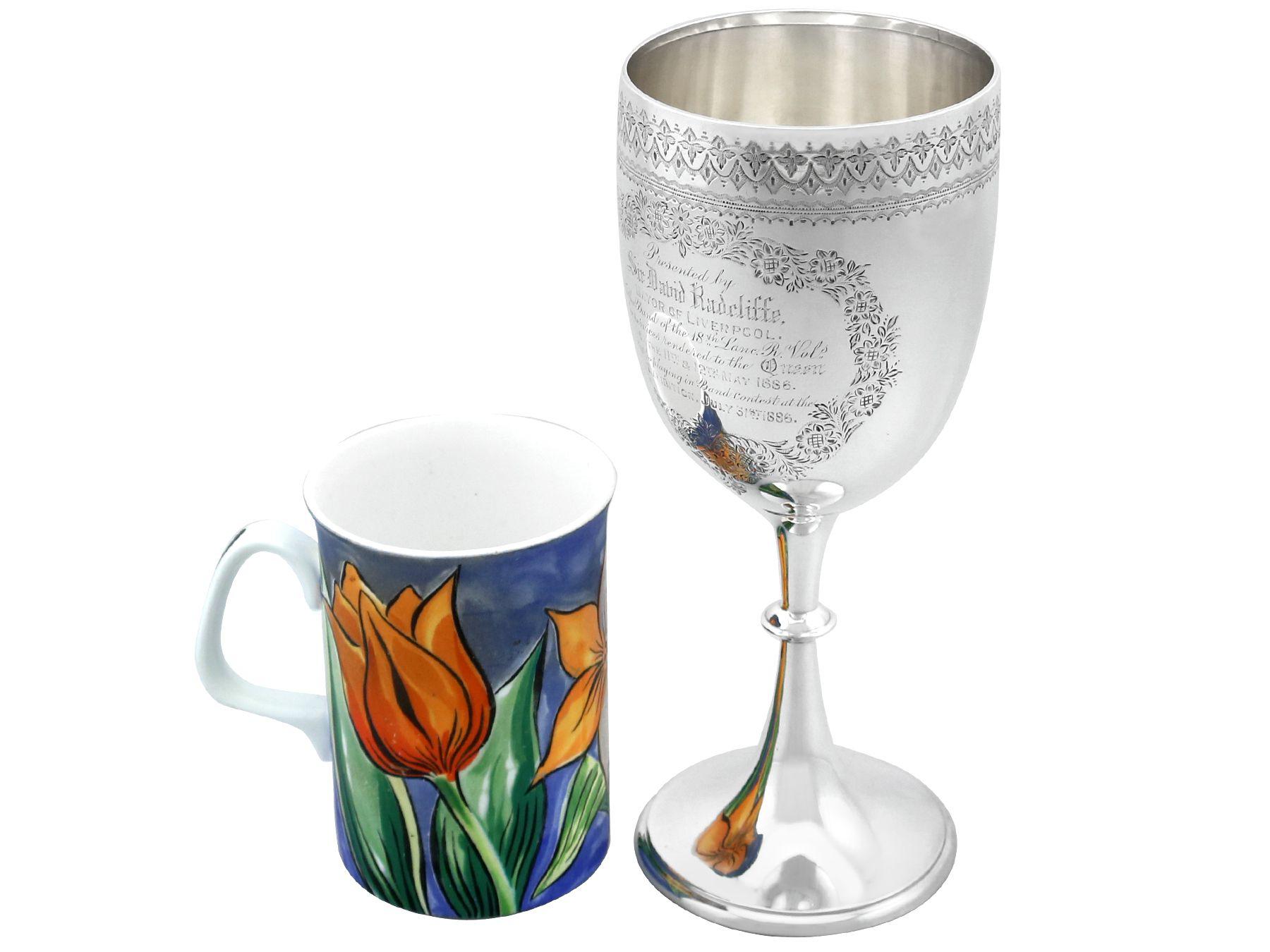 English Antique Victorian Sterling Silver Goblet For Sale