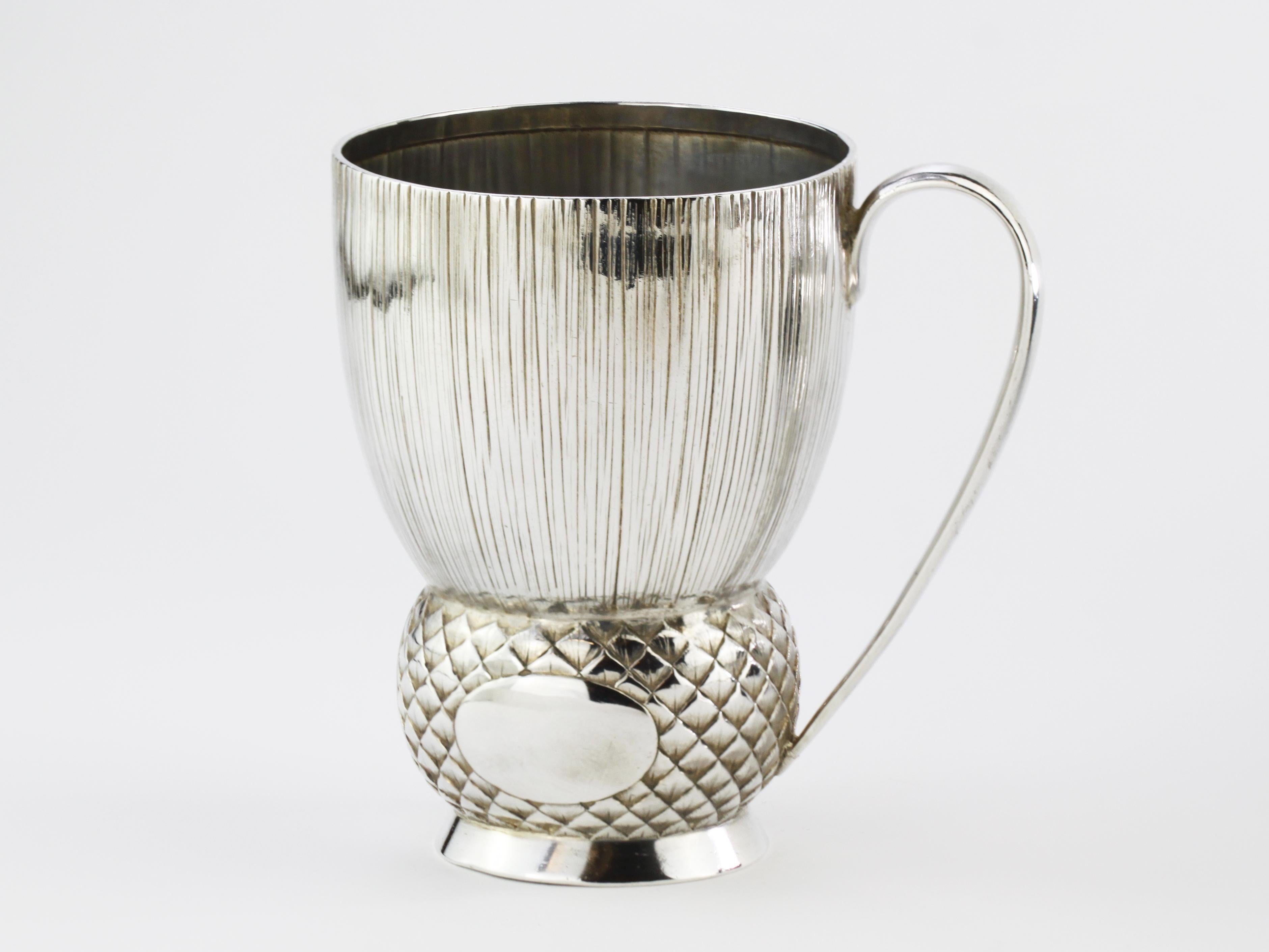 Antique Victorian sterling silver goblet
Maker: Goldsmiths & Silversmiths Co (William Gibson & John Lawrence Langman)
Made in Birmingham 1888
Fully hallmarked.

Dimensions:
Length 11.3 cm
Width 8.1 cm
Height 11.2 cm
Weight 224