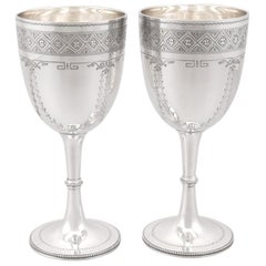 Antique Victorian Sterling Silver Goblets, 1885