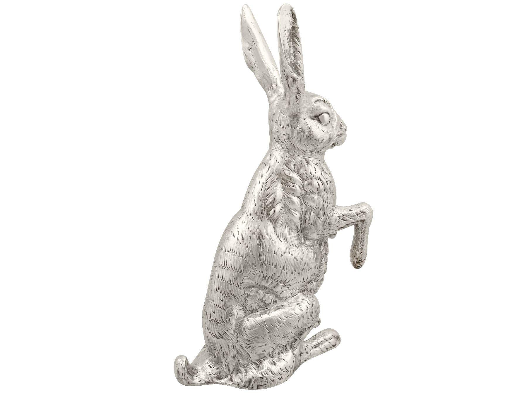 Antique Victorian Sterling Silver Hare Sugar Box In Excellent Condition In Jesmond, Newcastle Upon Tyne
