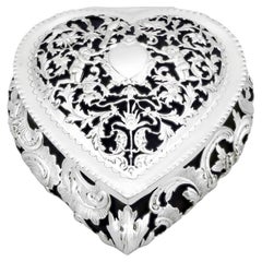 Used Victorian Sterling Silver Heart Jewellery Box (1889)