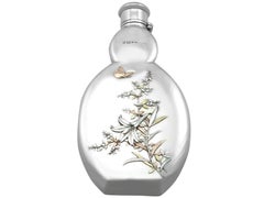Antique Victorian Sterling Silver Hip Flask 1883