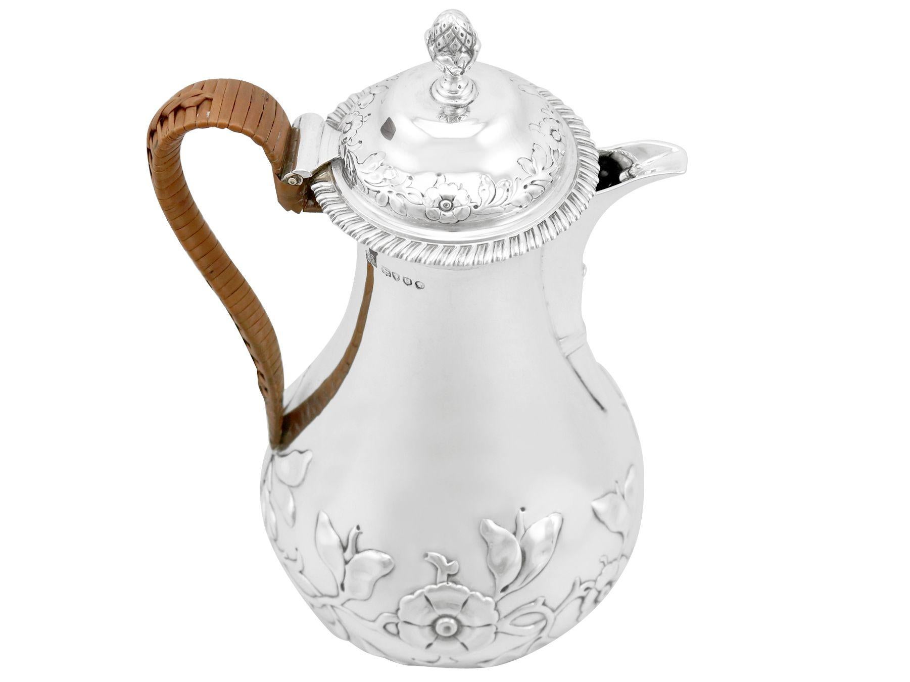 English Antique Victorian Sterling Silver Hot Water or Coffee Jug For Sale