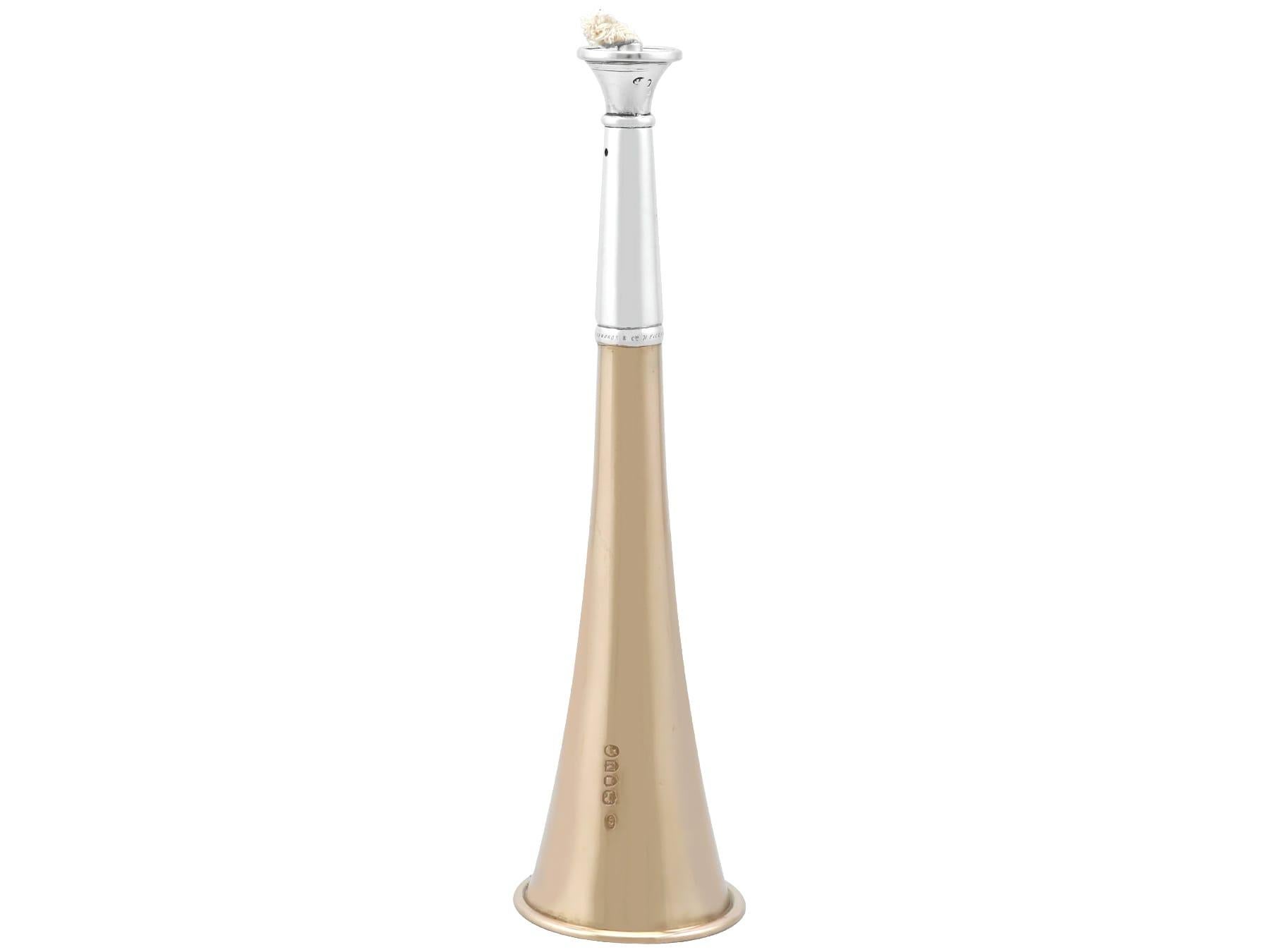Fin du XIXe siècle Antique Victorien Sterling Silver Hunting Horn Table Lights (1887) en vente