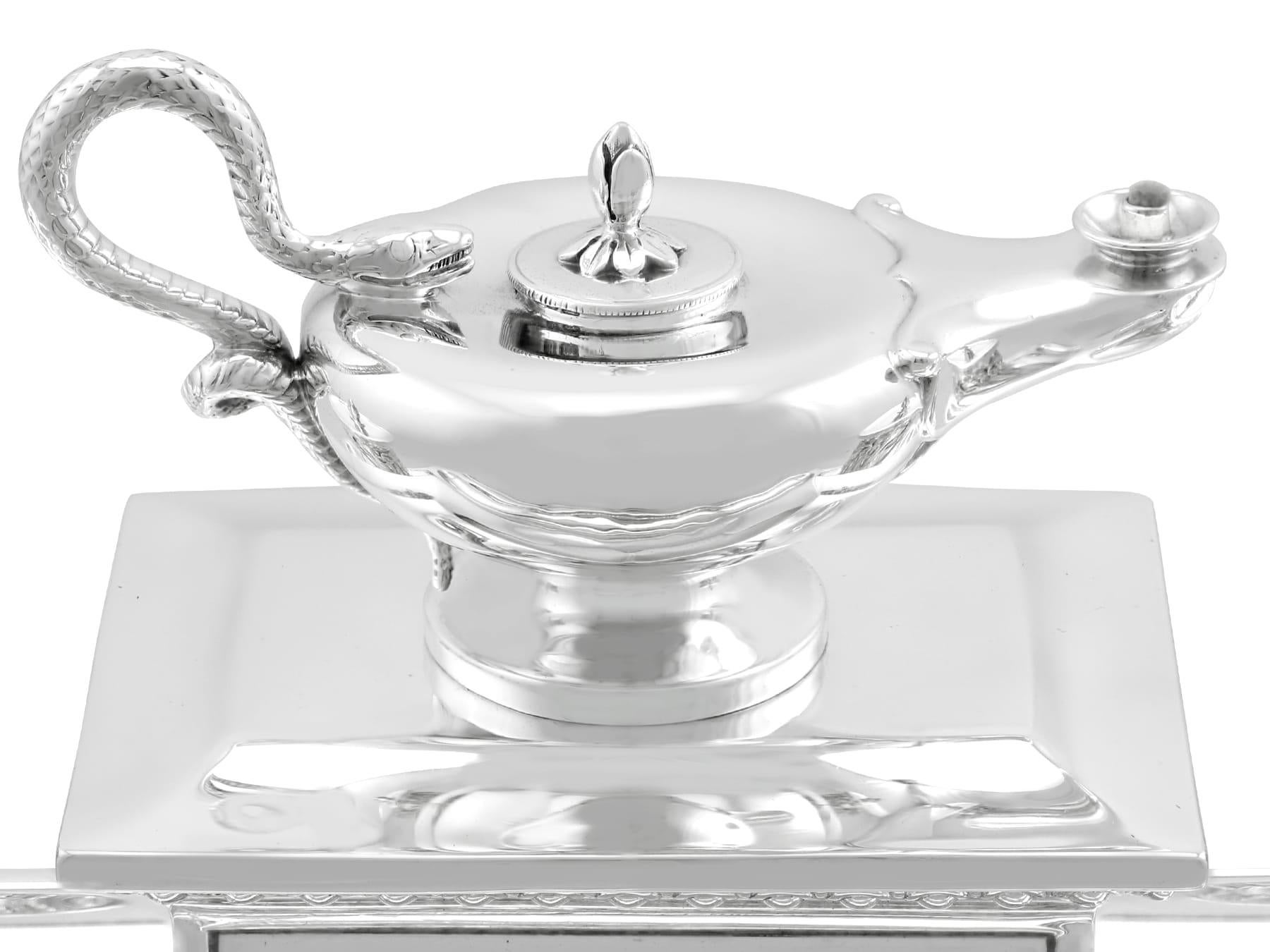 Antique Victorian Sterling Silver Inkstand / Desk Standish For Sale 3