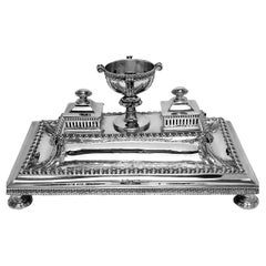 Antique Victorian Sterling Silver Inkstand / Inkwell 1871