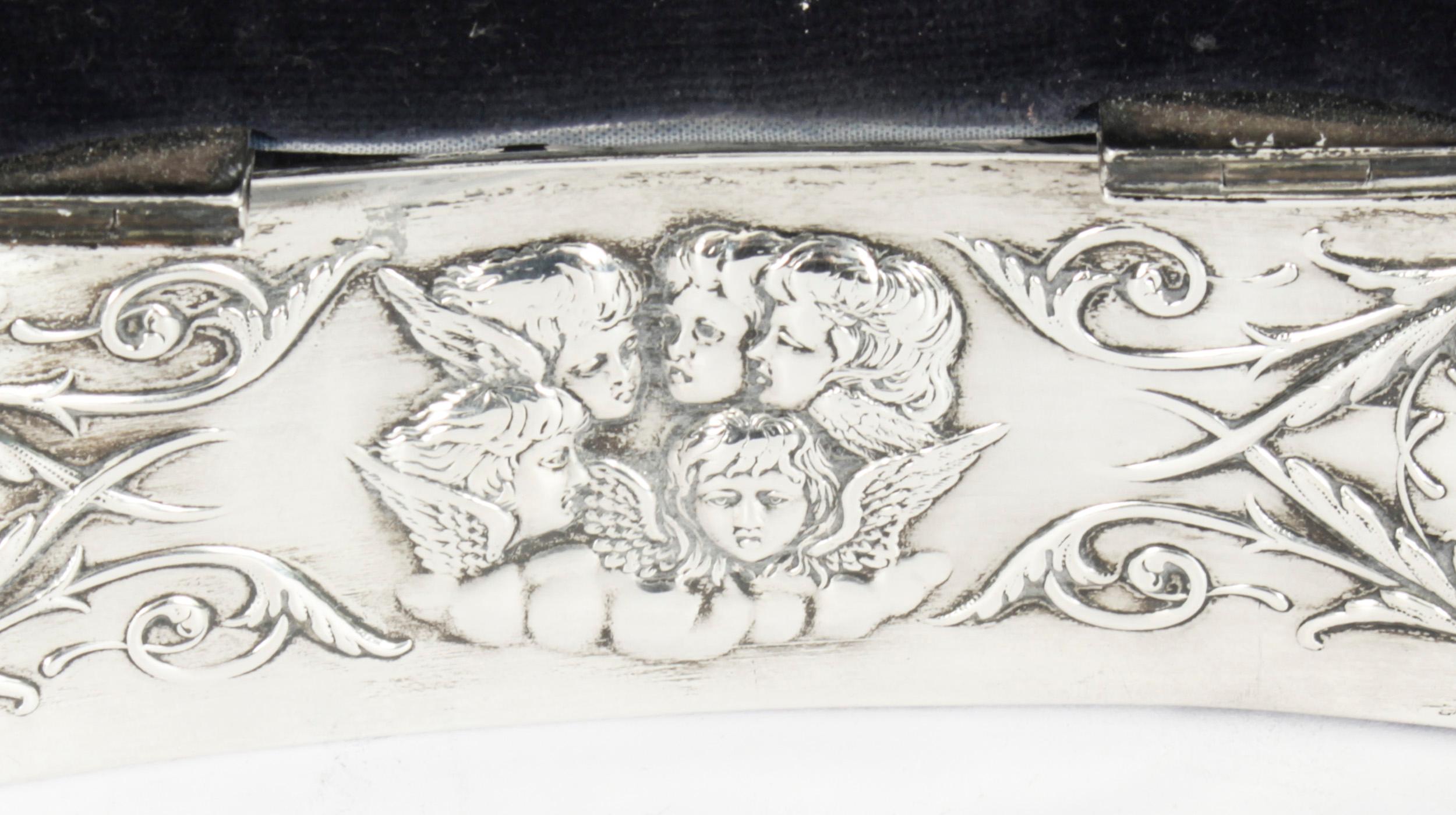 Antike viktorianische Schmuckschatulle aus Sterlingsilber, H. Matthews, 19. Jahrhundert (Englisch) im Angebot
