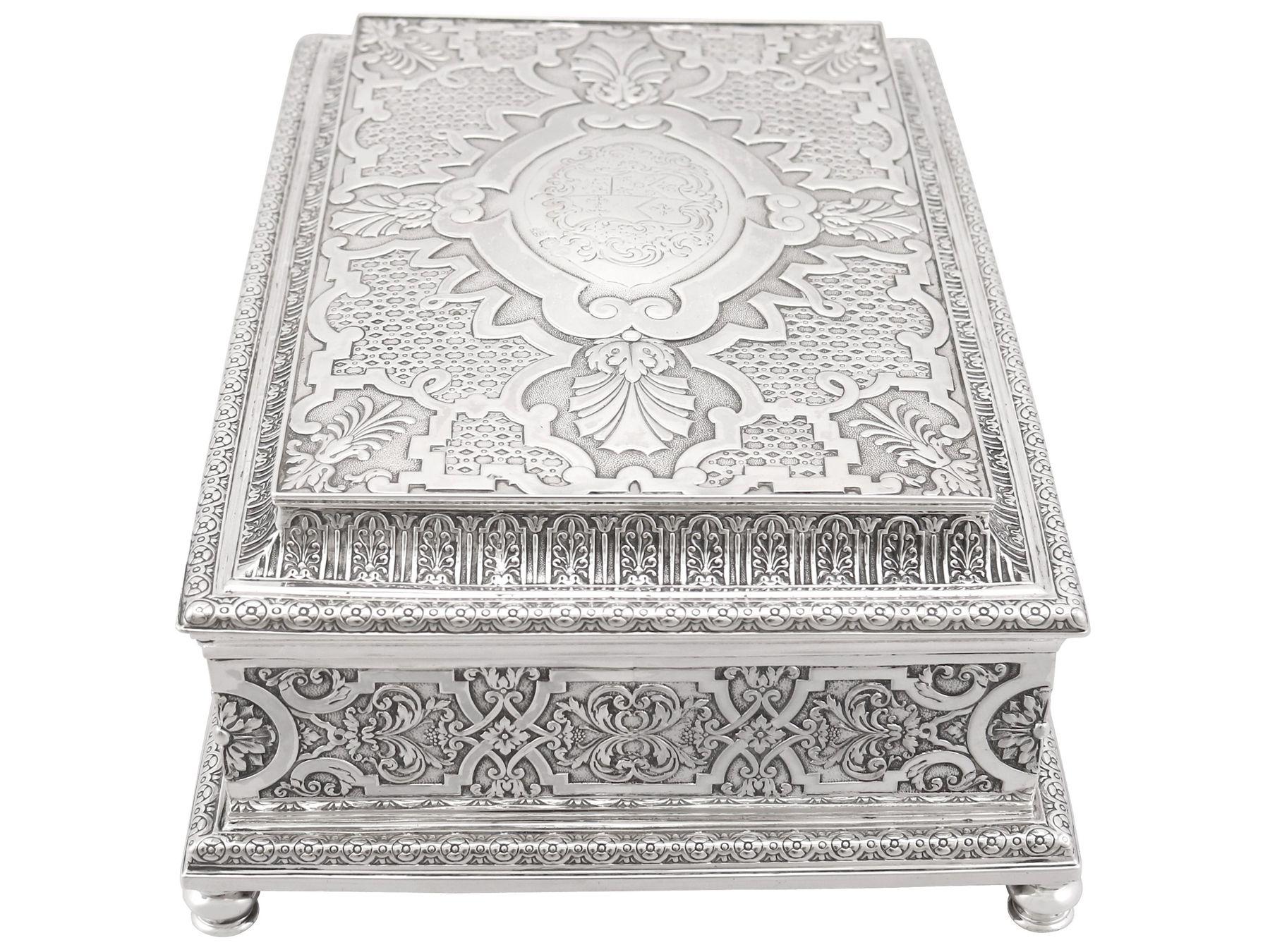 Mid-19th Century Antique Victorian Sterling Silver Jewellery Casket, 1838