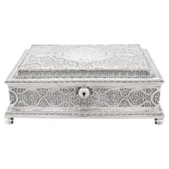 Antique Victorian Sterling Silver Jewellery Casket, 1838