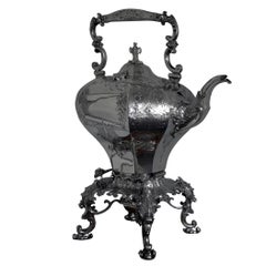 Antique Victorian Sterling Silver Kettle on Stand