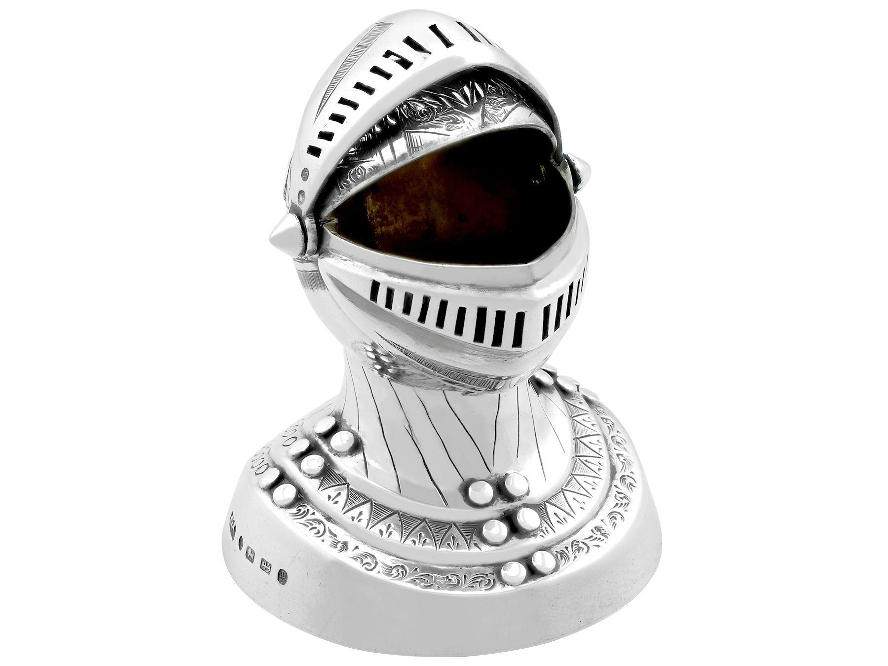 Victorian Sterling Silver Knight Helmet Peppers For Sale 1