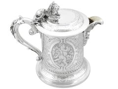 Antique pichet à couvercle victorien en argent sterling de 1872