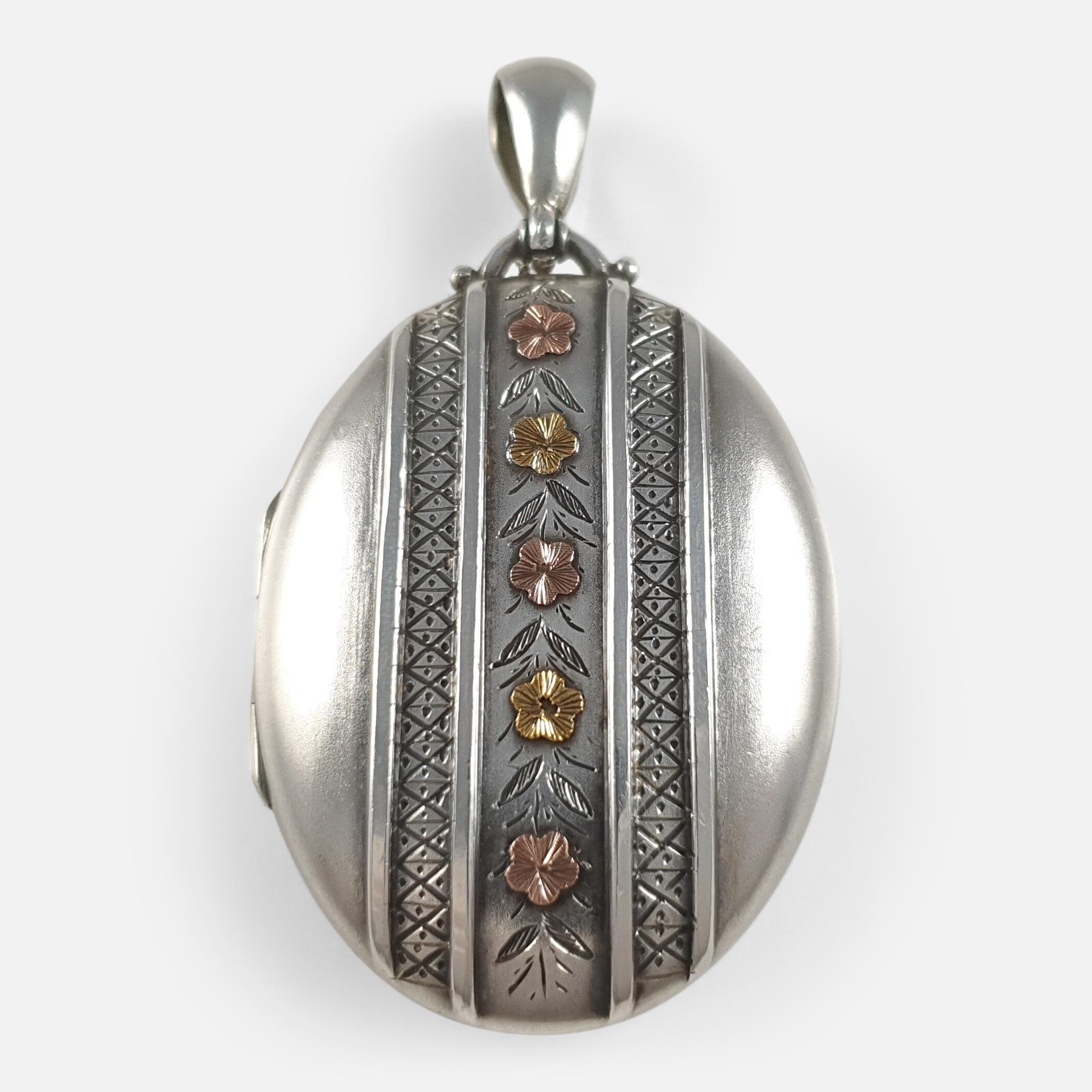 Antique Victorian Sterling Silver Locket, Birmingham, 1881 5