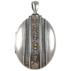 Antique Victorian Sterling Silver Locket, Birmingham, 1881