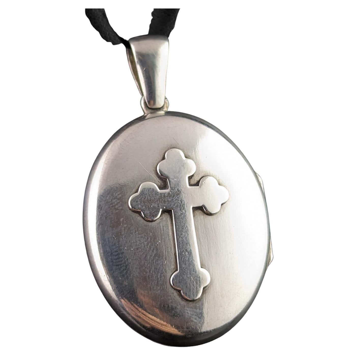 Antique Victorian sterling silver locket, Cross, Monogrammed at 1stDibs ...