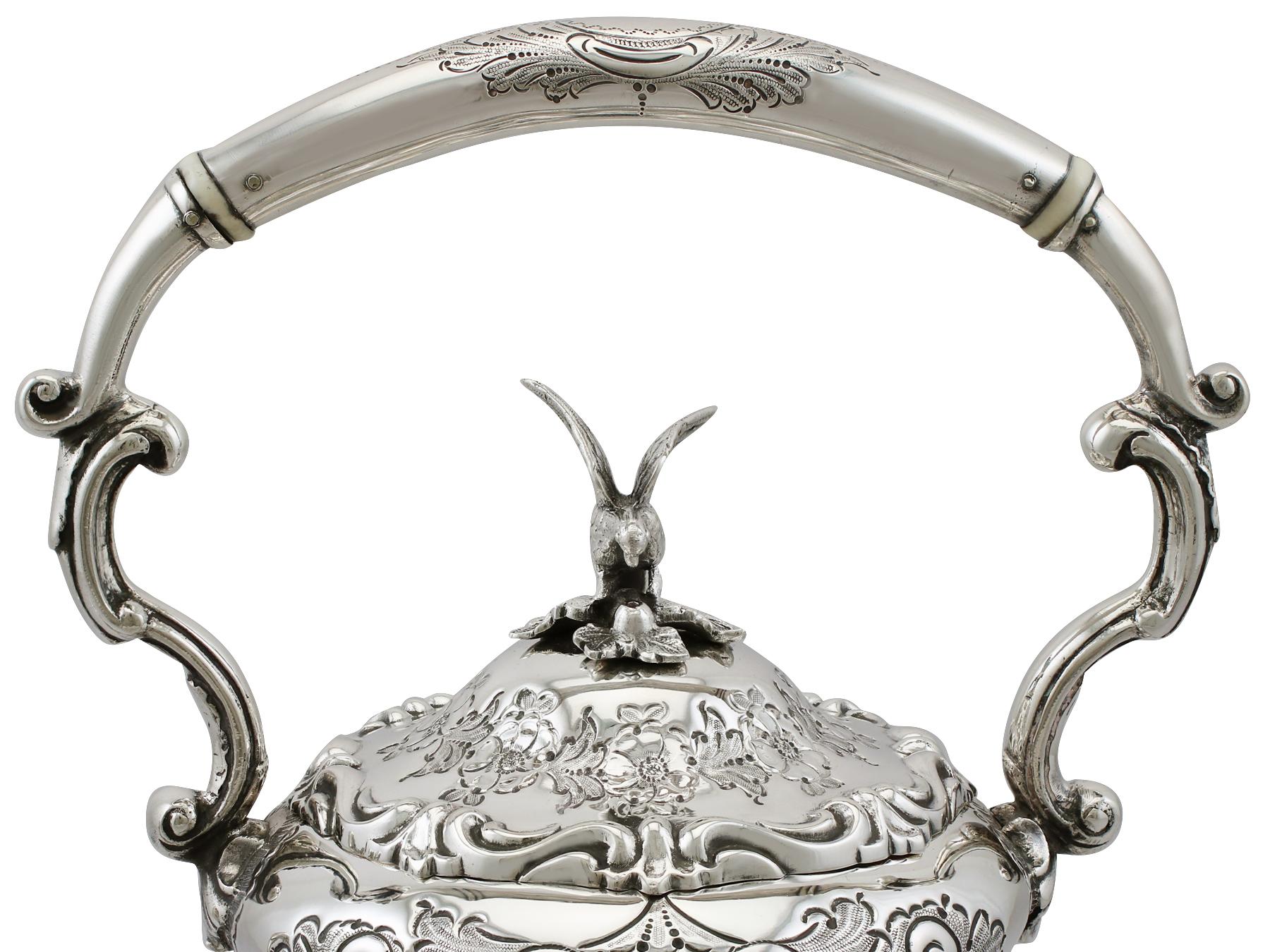 Antique Victorian Sterling Silver Louis Spirit Kettle, 1898 5
