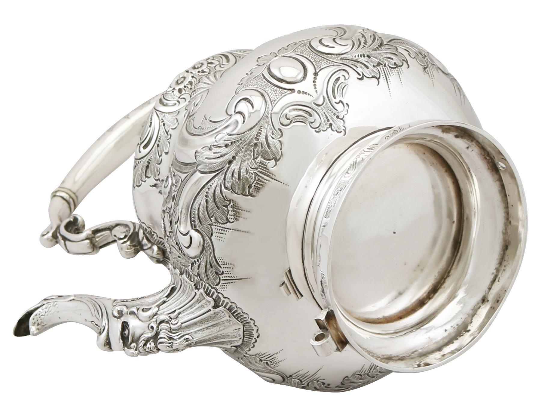 Antique Victorian Sterling Silver Louis Spirit Kettle, 1898 13