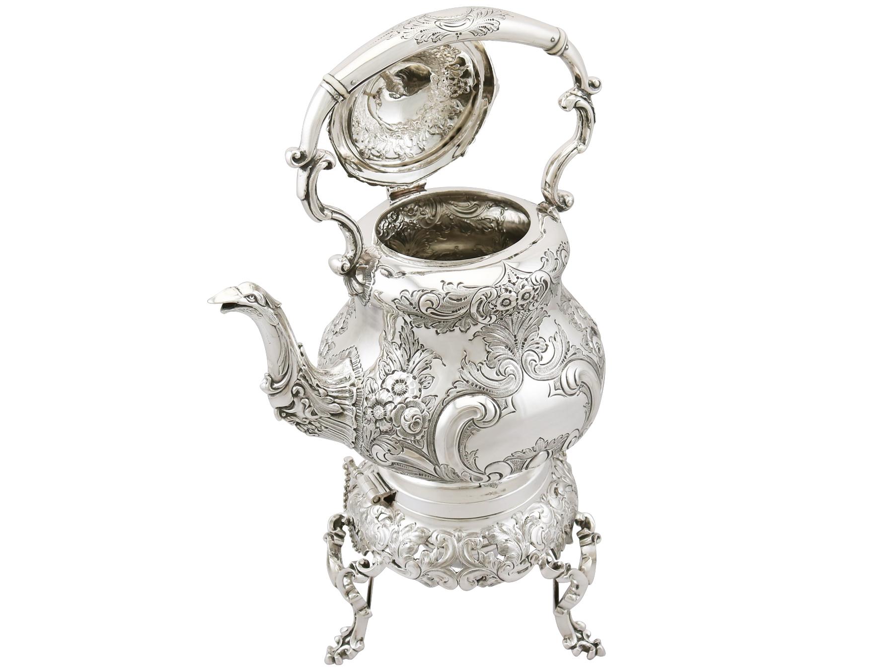 Late 19th Century Antique Victorian Sterling Silver Louis Spirit Kettle, 1898