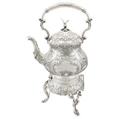 Antique Victorian Sterling Silver Louis Spirit Kettle, 1898