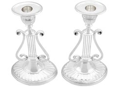 Victorian Sterling Silver Lyre Candle Holders
