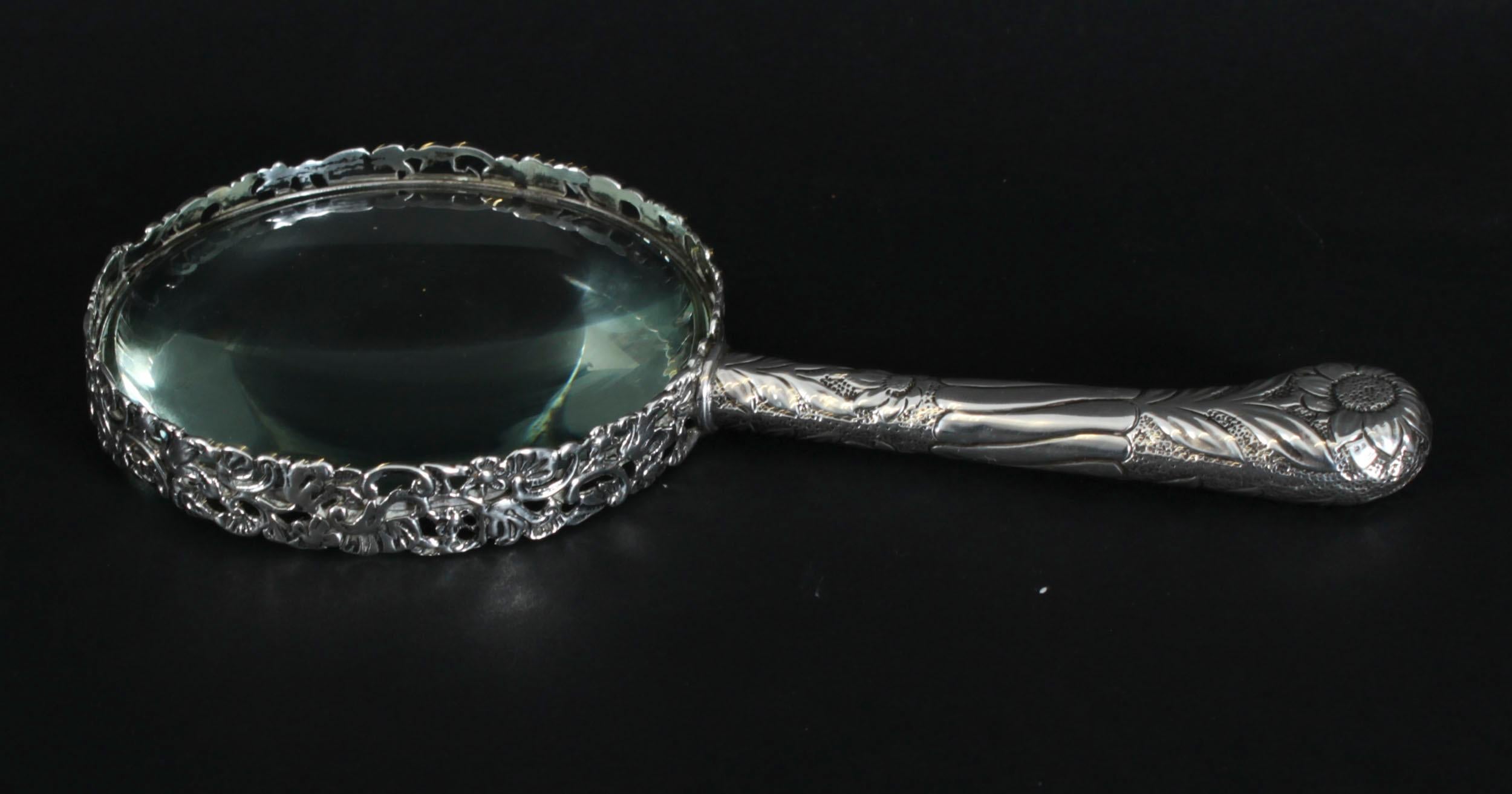 Antique Victorian Sterling Silver Magnifying Glass by Asprey 19th Century 3