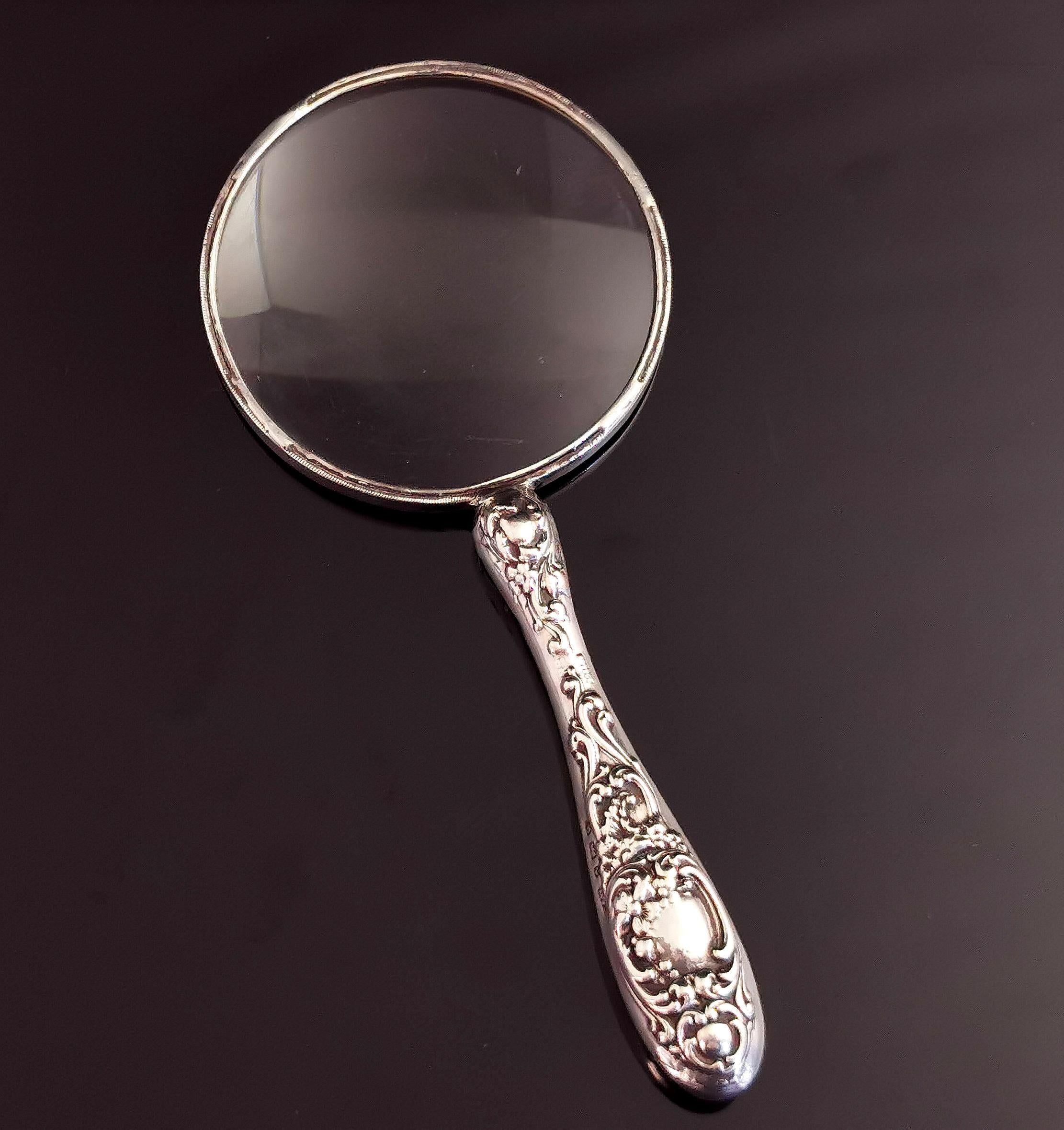 antique silver magnifying glass