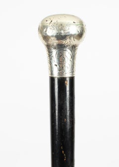 Antique Victorian Sterling Silver & Malacca Walking Stick 1871, 19th C