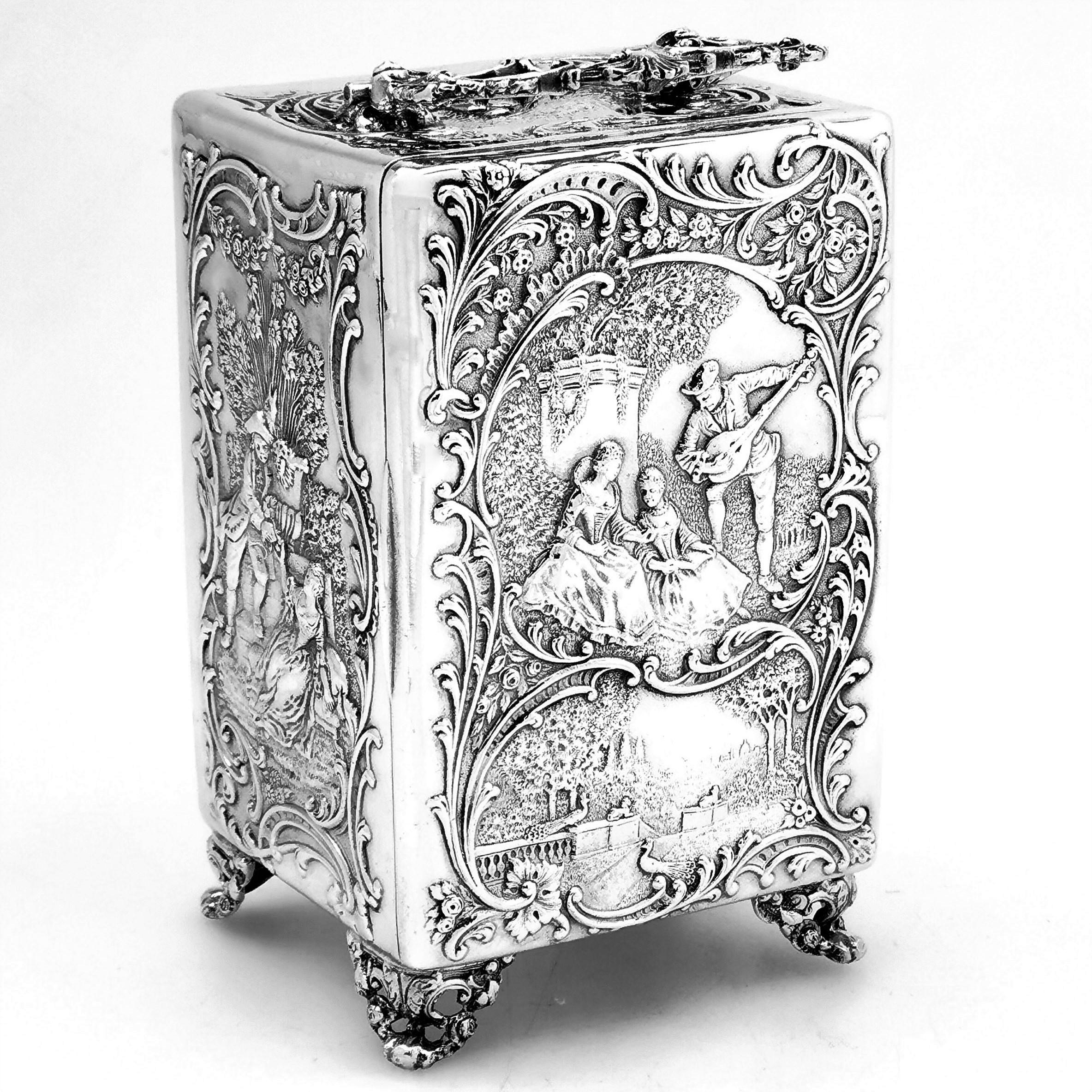 Anglais Pendule de cheminée victorienne ancienne en argent sterling, 1899 en vente