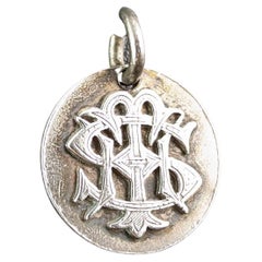Antique Victorian sterling silver monogram pendant 