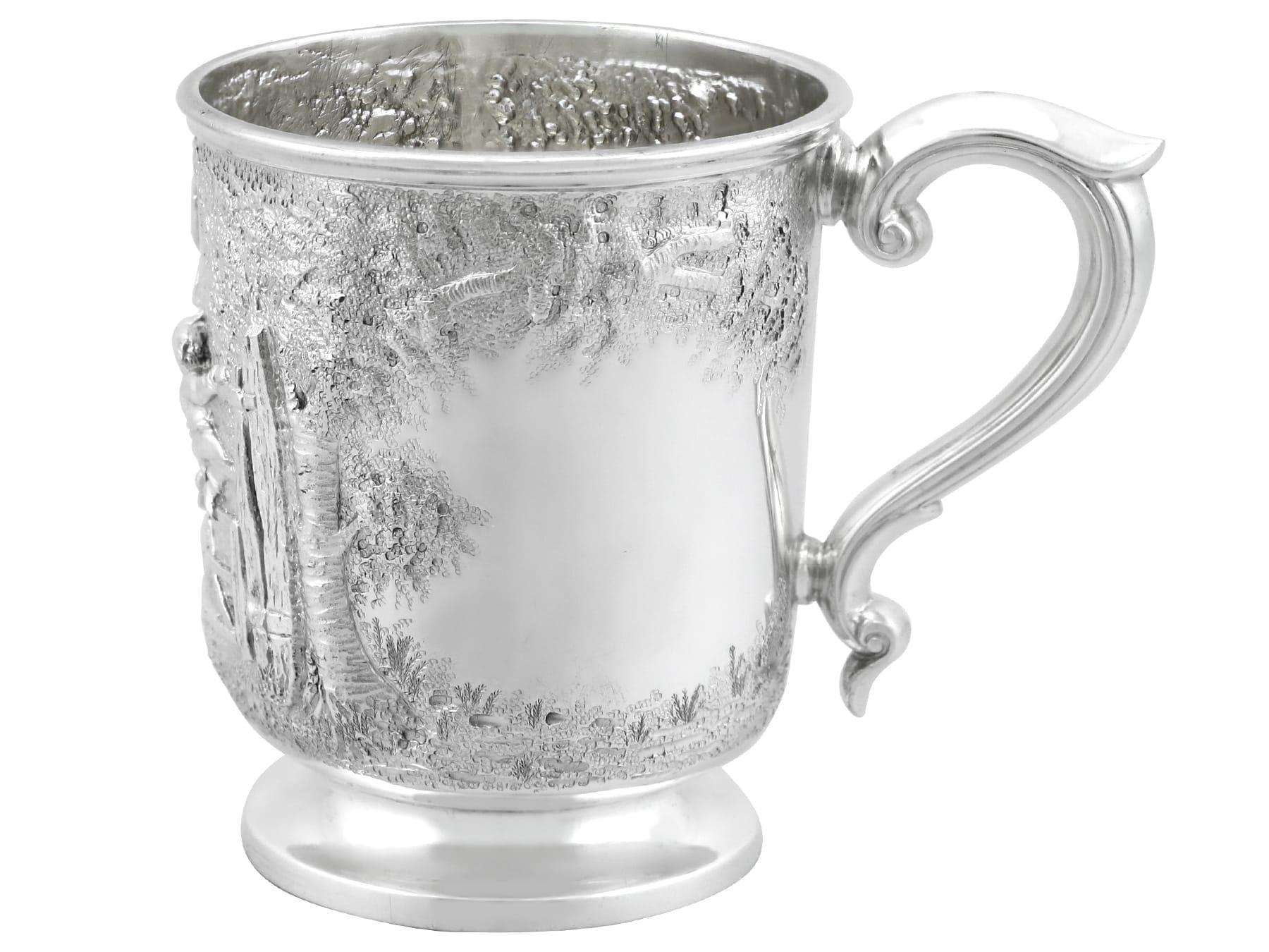 Late 19th Century Antique Victorian Sterling Silver Mug For Sale