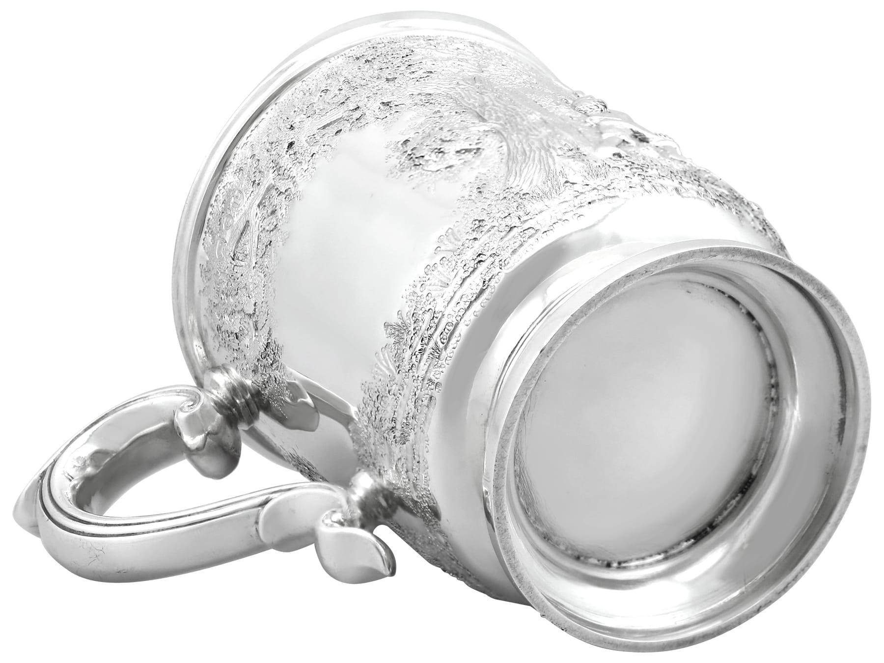 Antique Victorian Sterling Silver Mug For Sale 4