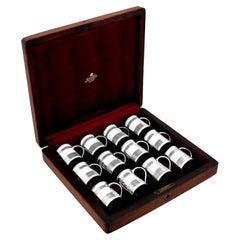 Antique Victorian Sterling Silver Mugs Set of Twelve