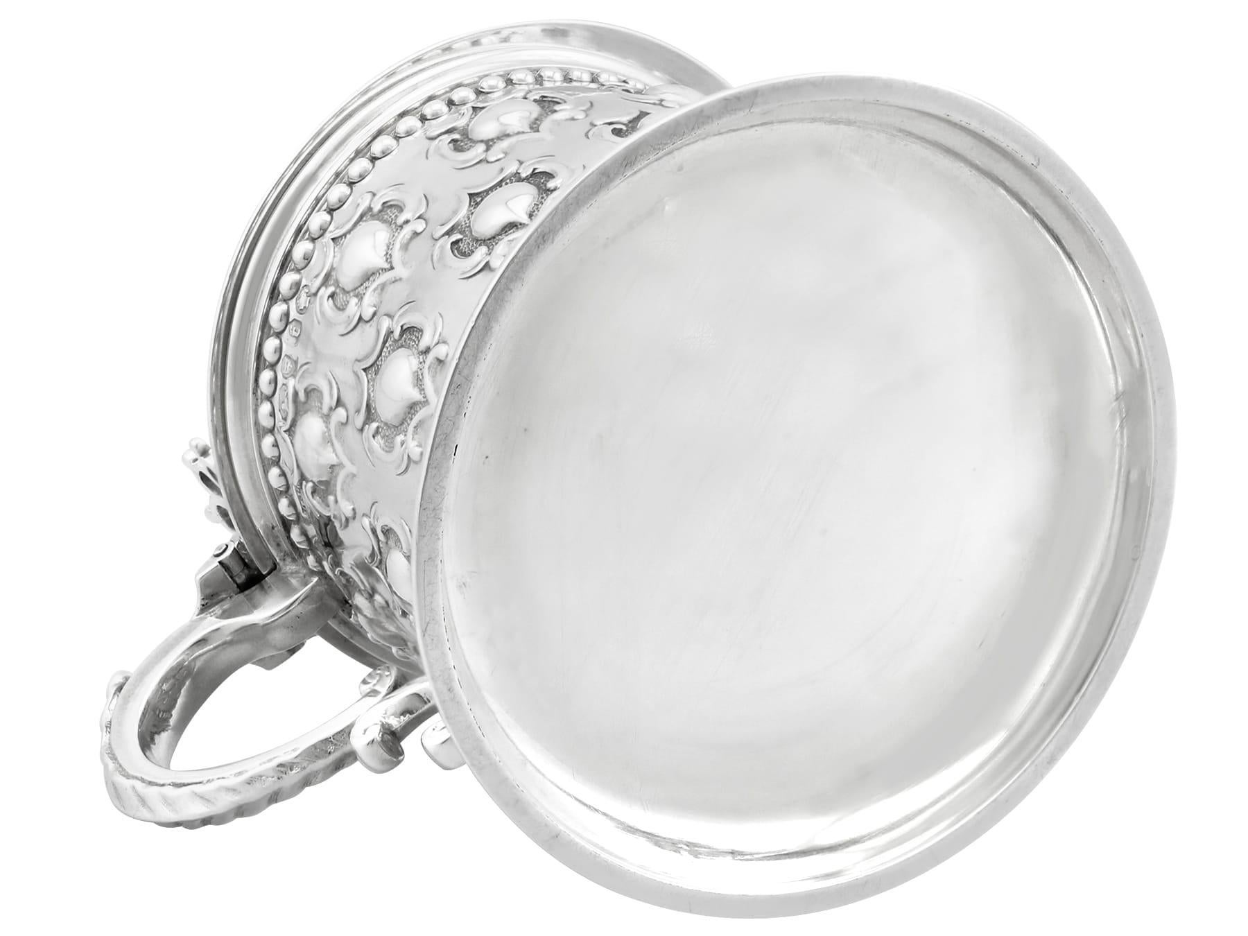 Antique Victorian Sterling Silver Mustard Pot (1861) For Sale 9