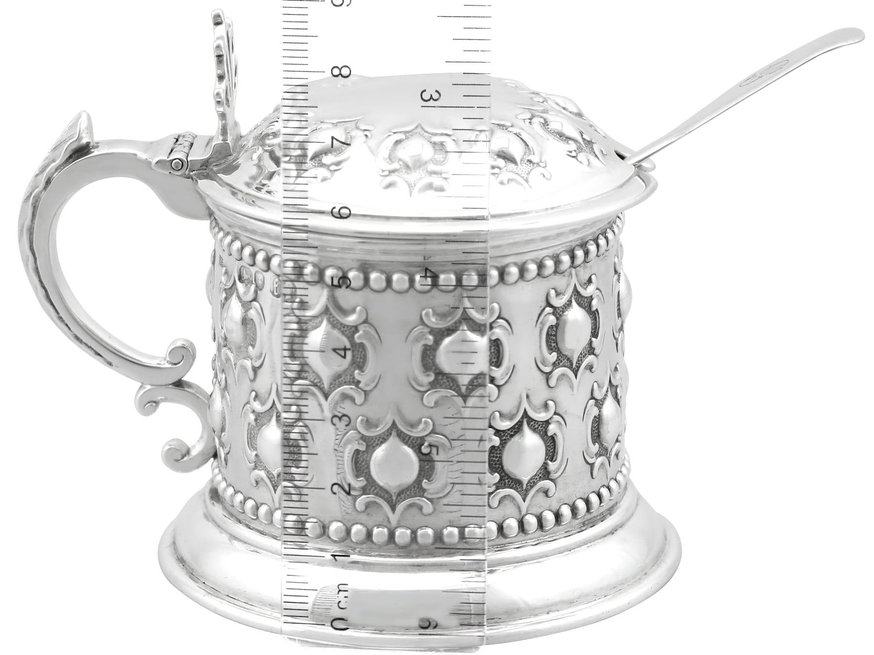 Antique Victorian Sterling Silver Mustard Pot (1861) For Sale 10