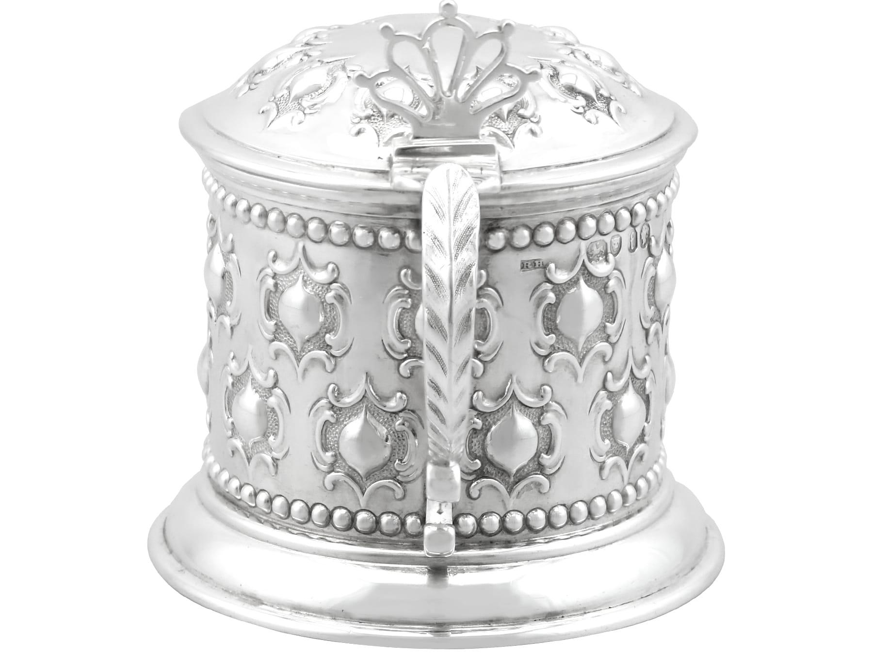 Mid-19th Century Antique Victorian Sterling Silver Mustard Pot (1861) For Sale