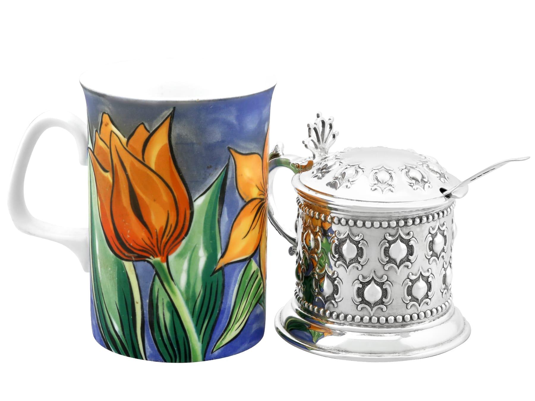 Antique Victorian Sterling Silver Mustard Pot (1861) For Sale 1