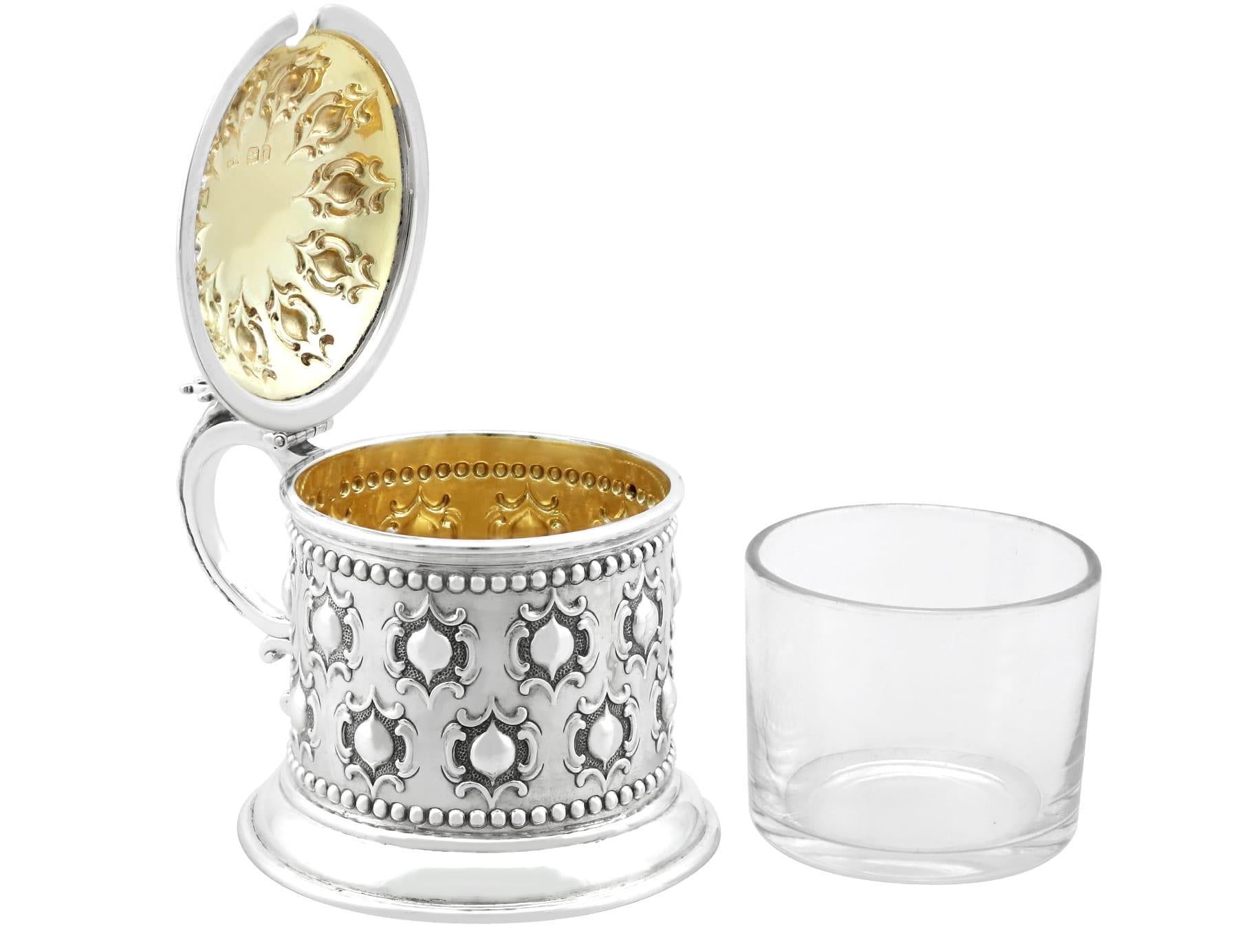 Antique Victorian Sterling Silver Mustard Pot (1861) For Sale 3