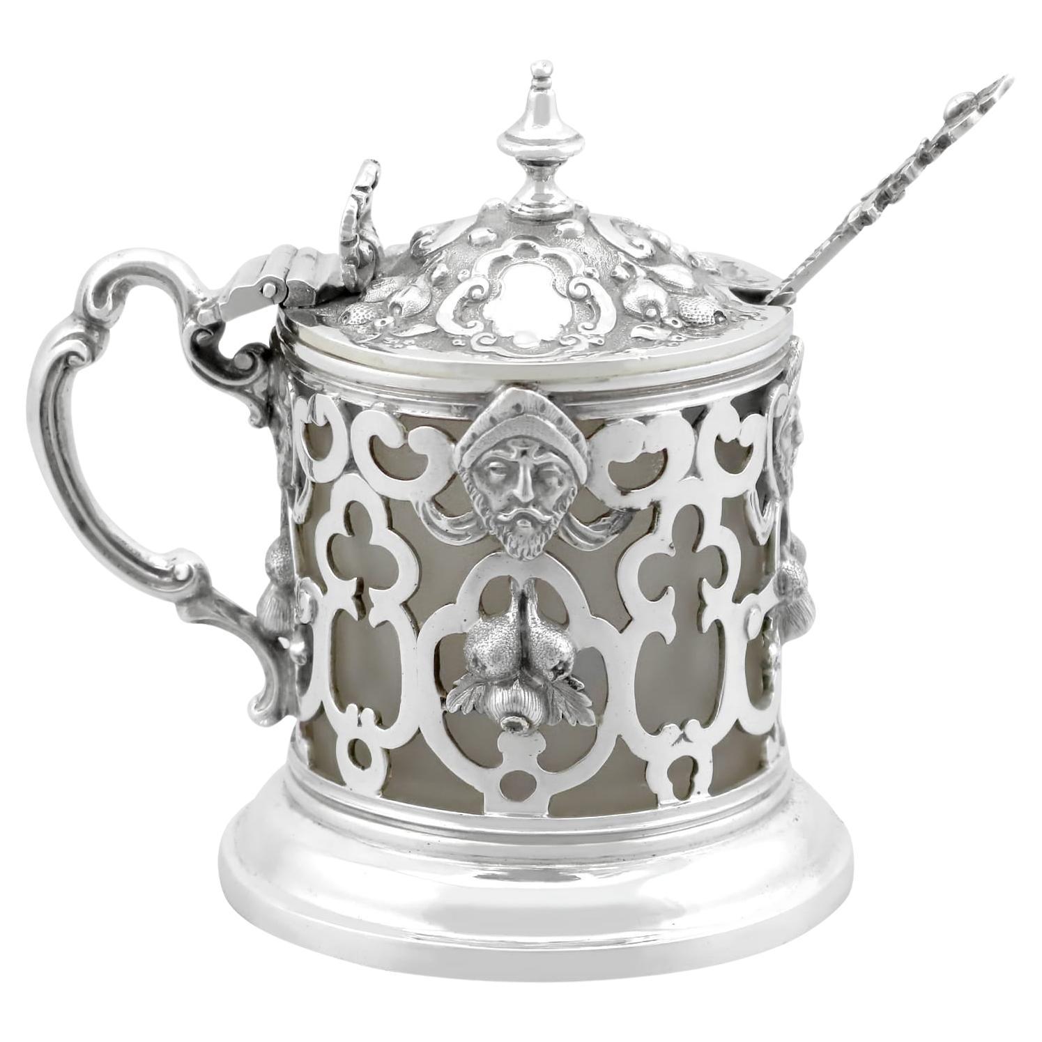 Recipiente victoriano para mostaza de plata de ley (1867)