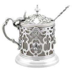 Recipiente victoriano para mostaza de plata de ley (1867)