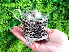 Antique pot à moutarde victorien en argent sterling (1884)