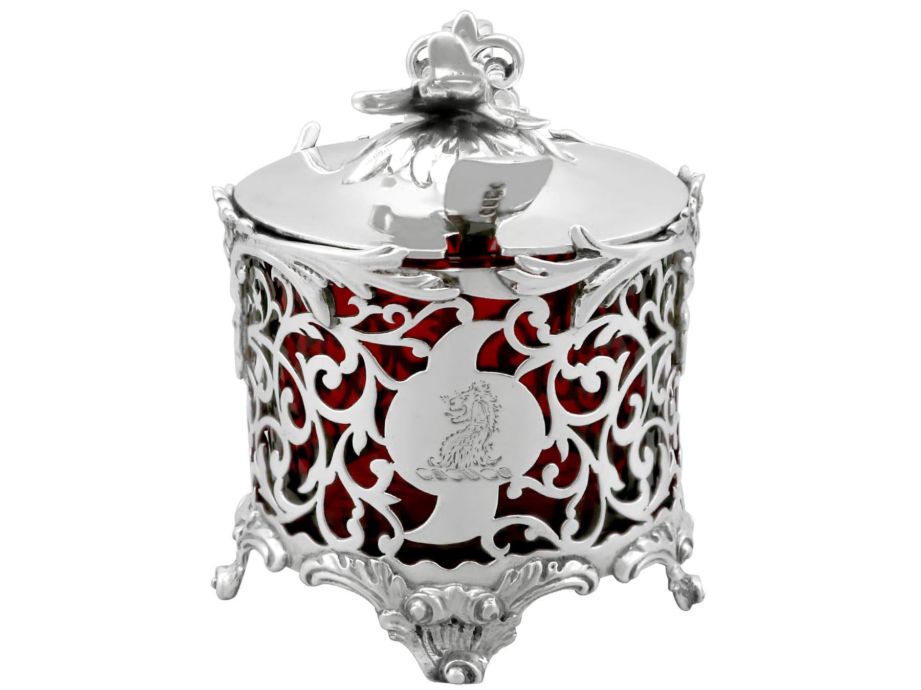 English Antique Victorian Sterling Silver Mustard Pot (1884) For Sale