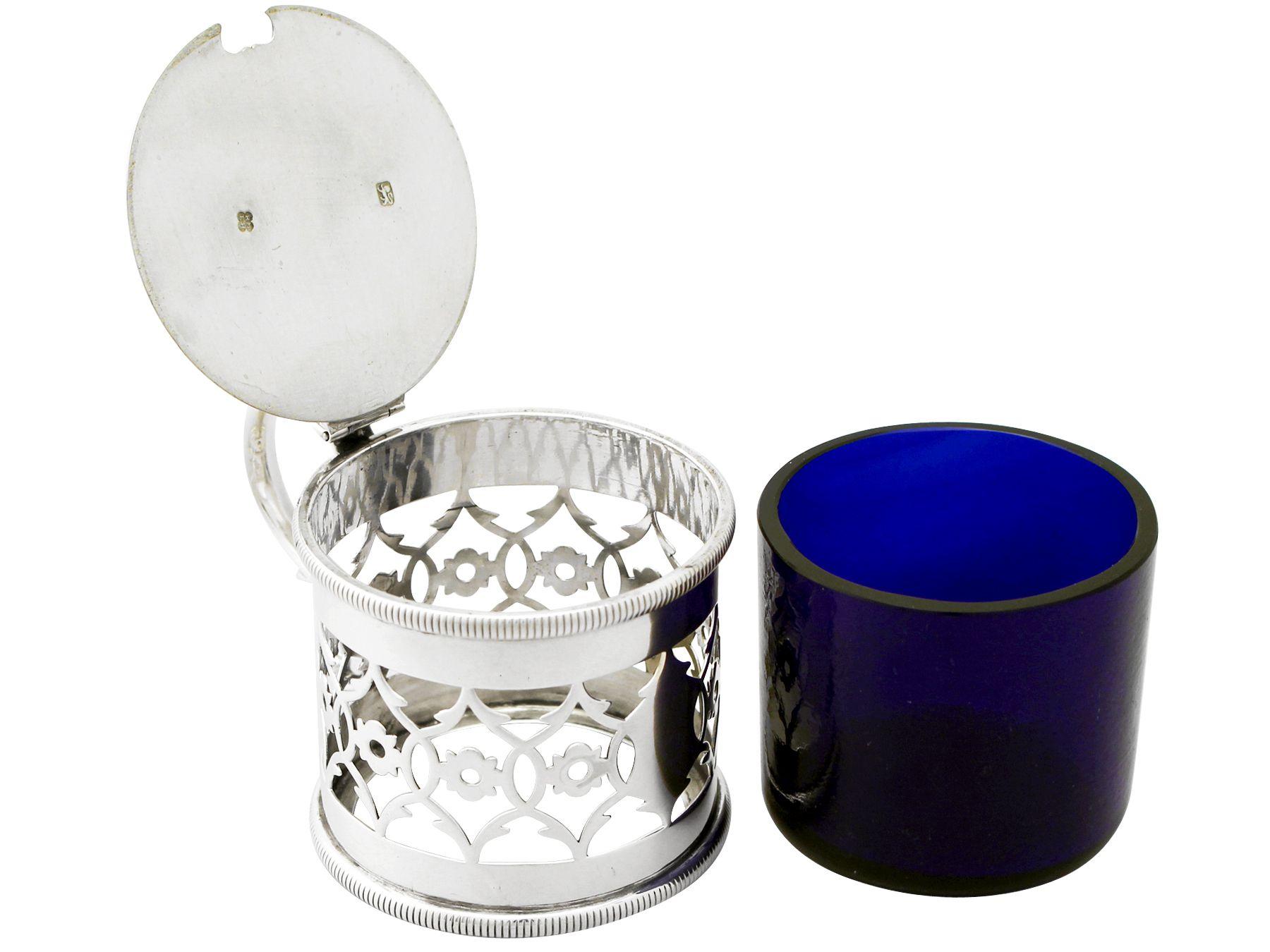 Viktorianischer Senftopf aus Sterlingsilber (Silber) im Angebot