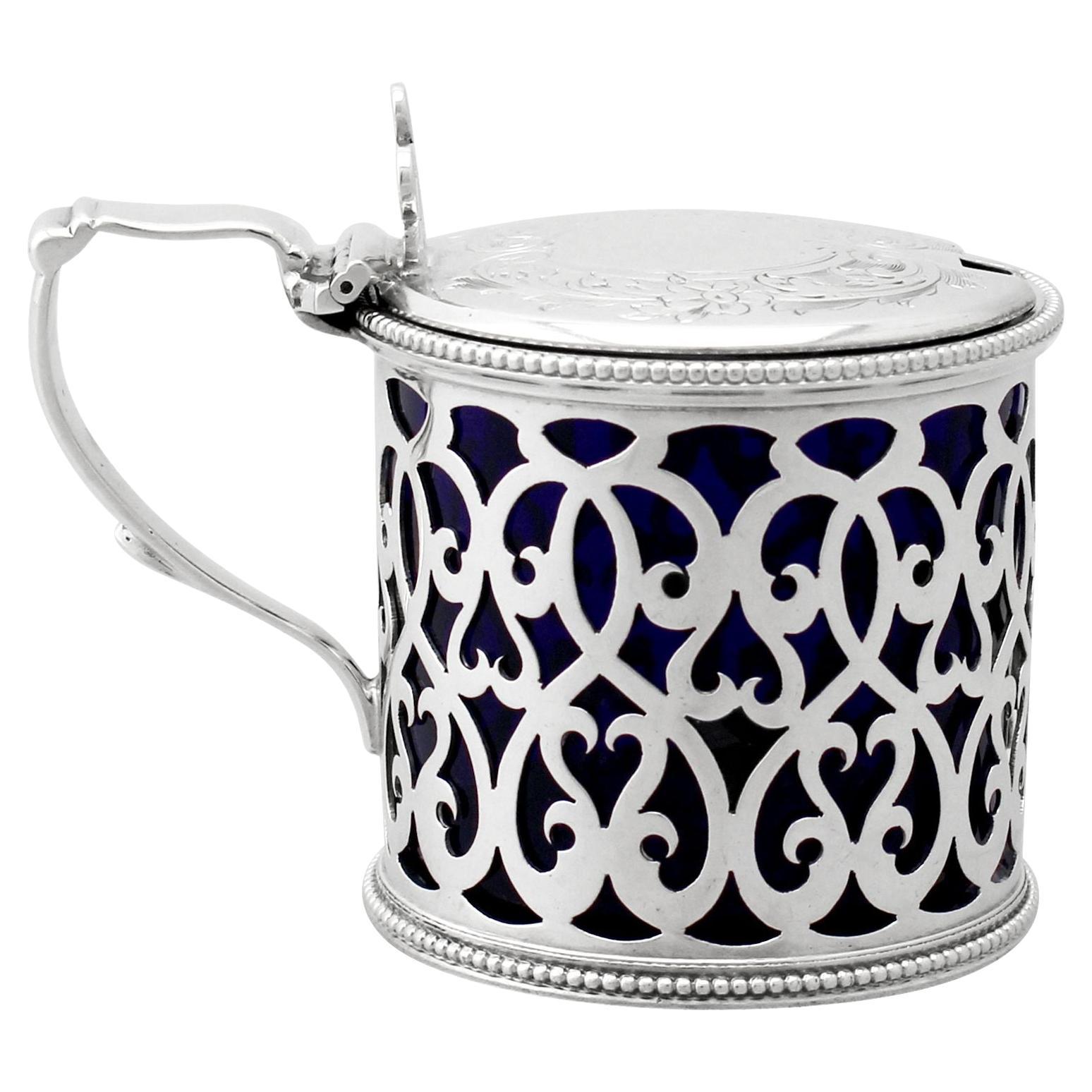 Antique Victorian Sterling Silver Mustard Pot For Sale