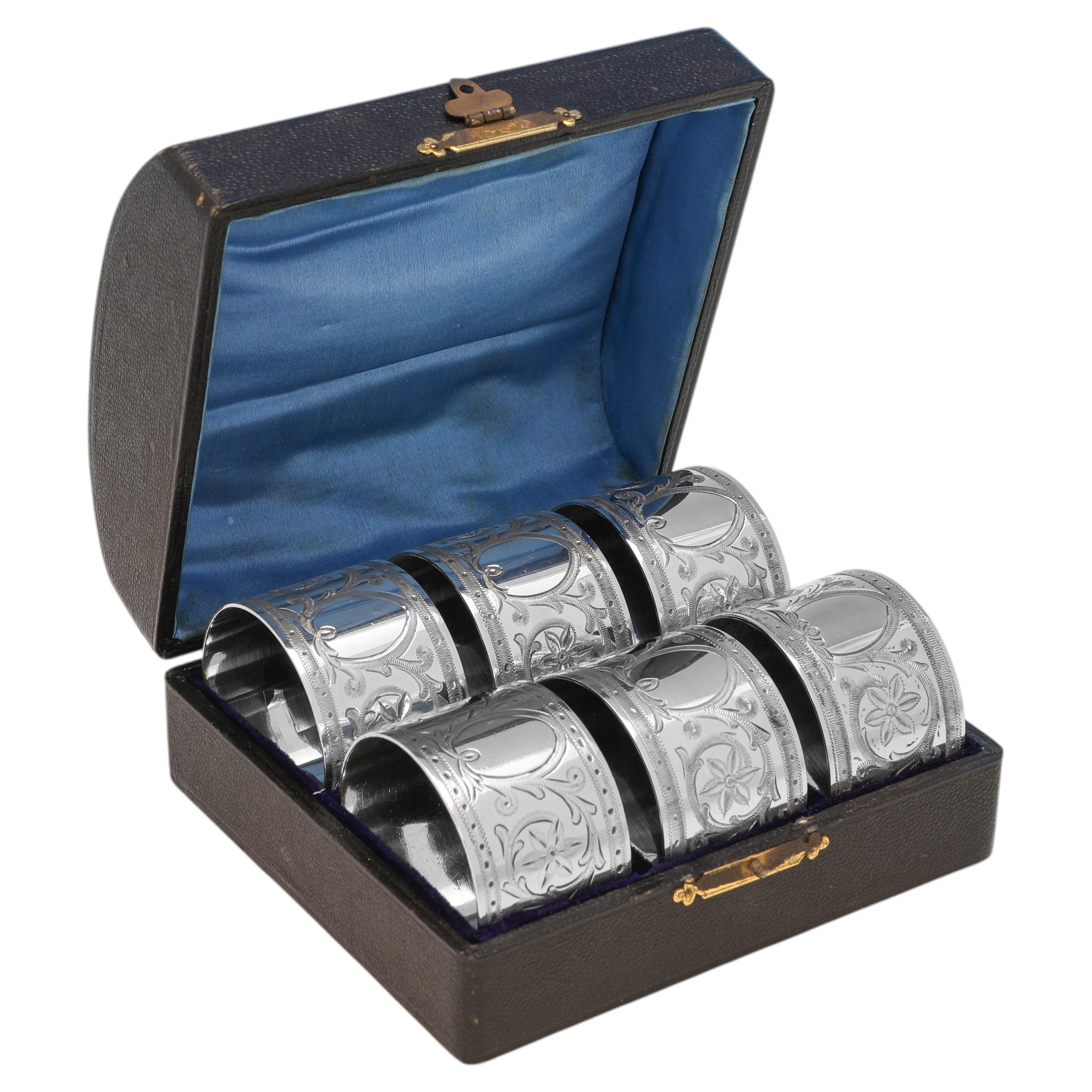 Antique Victorian Sterling Silver Napkin Rings by Colen Cheshire, 1897