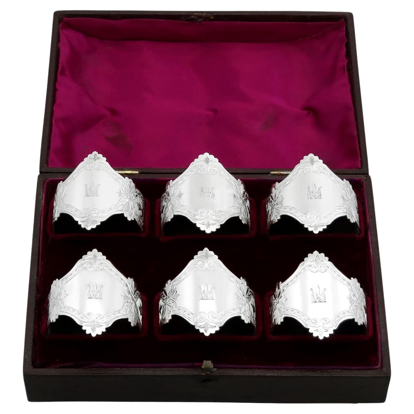 Servilleteros Victorianos Antiguos de Plata de Ley