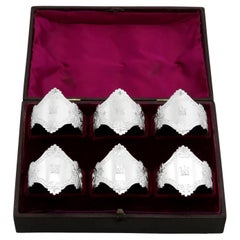 Servilleteros Victorianos Antiguos de Plata de Ley