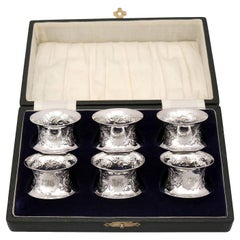 Antique Victorian Sterling Silver Napkin Rings Set of Six