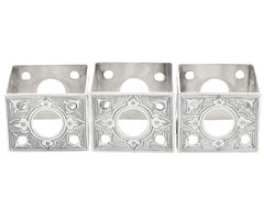 Antique Victorian Set of Three Sterling Silver Napkin Rings