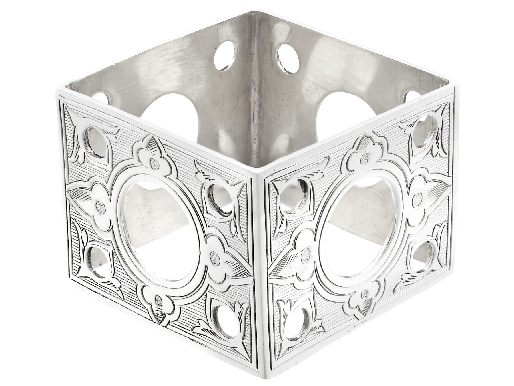 English Antique Victorian Sterling Silver Napkin Rings Set of Three For Sale