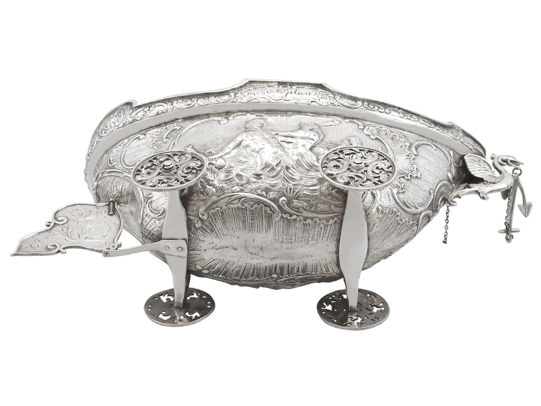 Antique Victorian Sterling Silver Nef / Centrepiece, 1891 In Excellent Condition In Jesmond, Newcastle Upon Tyne